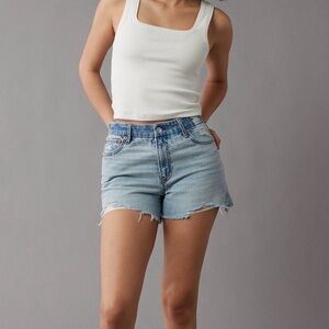 American Eagle Outfitters Light Blue Curvy Relaxed Jean Shorts